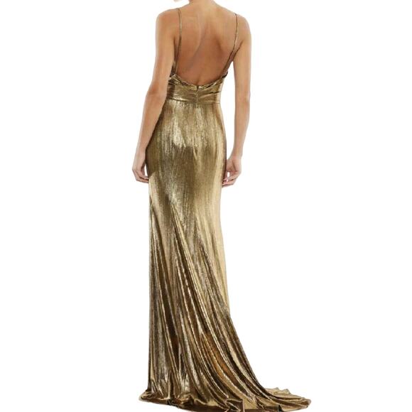 C0 NWT IEENA FOR MAC DUGGAL Metallic Spaghetti Strap Gown Dress Size 10 $338 - Picture 6 of 10